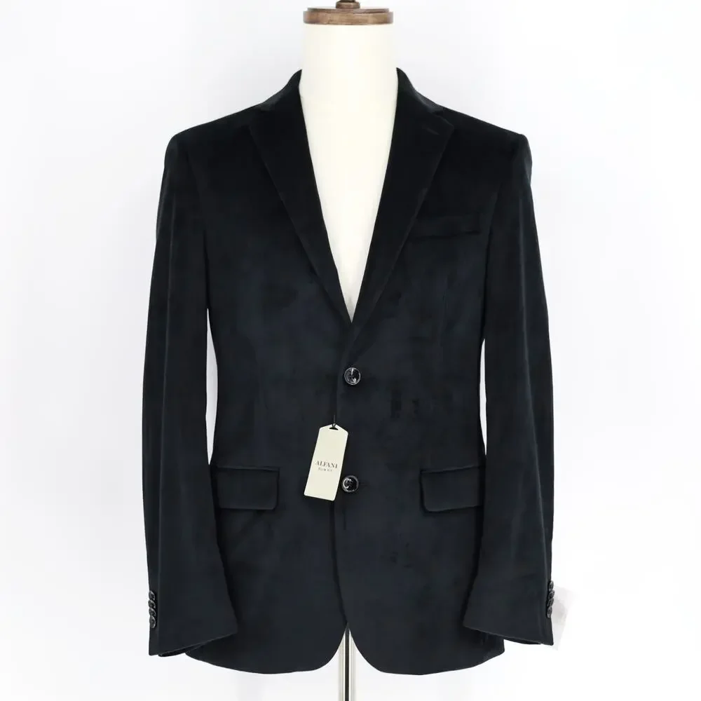 Alfani Men's Solid Black Velvet Slim Fit Classic Suit Blazer Sport Coat Size 36R